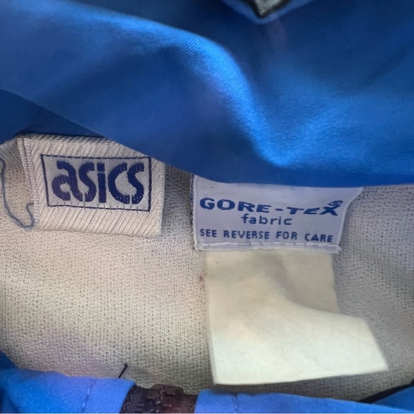 Vintage 90s ASICS Gore Tex Full Zip Windbreaker Jacket Blue Black Retro Size L - Picture 6 of 8